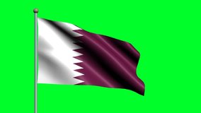 Flag of Qatar country. 3D waving animated flag.