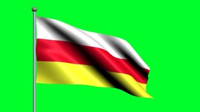 Flag of North Ossetia country. 3D waving animated flag.