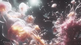 Micro universe. Video illustration of micro details and dust. The world of singularity. High quality 4k footage