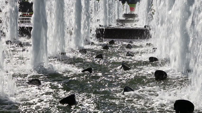 Fountain in the Victory Park on Poklonnaya Hill, Moscow, Russia. The memorial complex constructed in memory of those who died during the Great Patriotic war