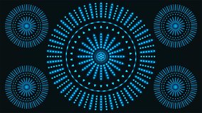 Broadcast Spinning Hi-Tech Blinking Illuminated Patterns, Blue, Events, 3D, Loopable, 4K