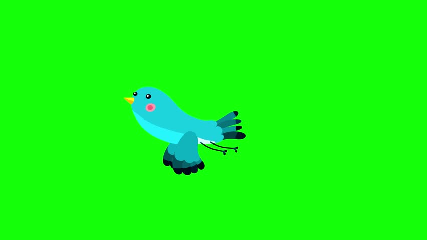 Nightingale bird blue flight stop greenbox. Cute cartoon animation character animal moves behaviour will bring to life any scene.