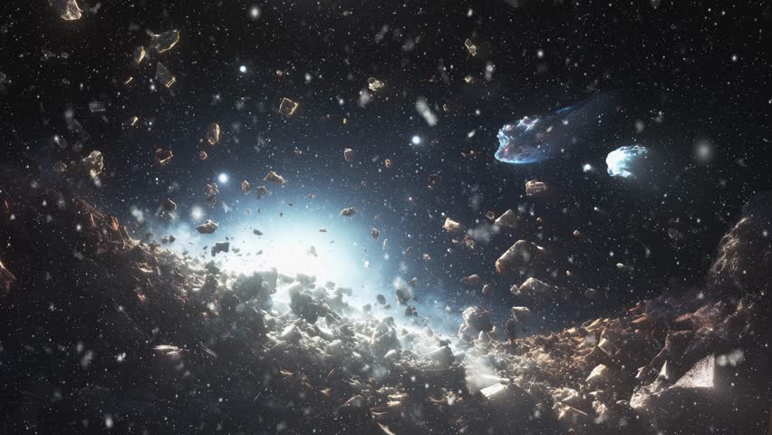 Debris, debris in space. High quality 4k footage