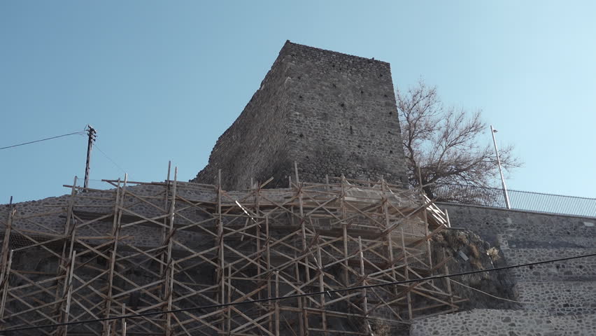 roman bath Ankara castle walls close up
