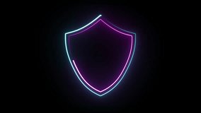 Neon Illuminated Security Sign in Glowing Neon Light Style Animation Design. Isolated on black background. Safety and Security Sign in Glowing Neon Style Isolated on Black Background. - Powered by Shutterstock - Get 15% off with code: PIKWIZARD15