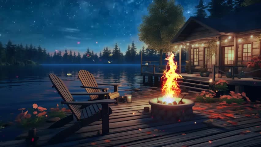 evening in the lake. seamless looping time-lapse virtual 4k video animation background. Royalty-Free Stock Footage #1107358677