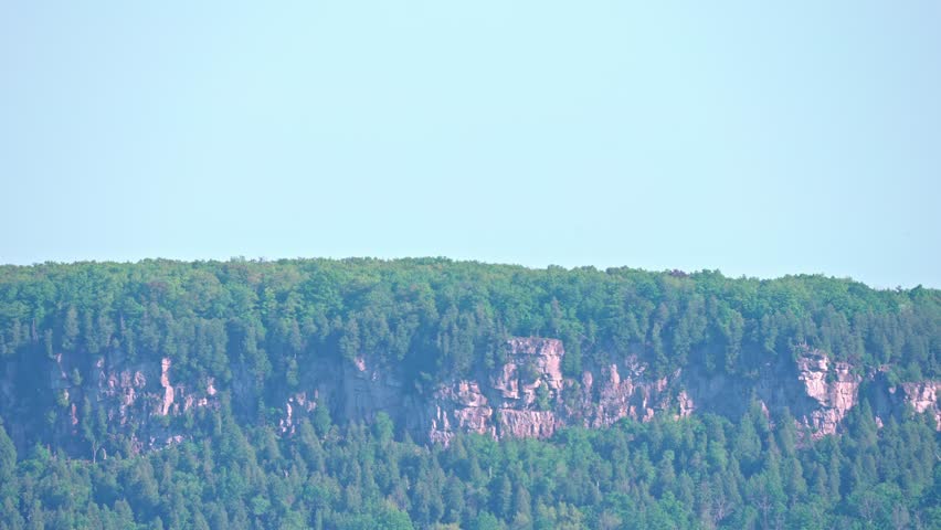 View from Pinnacle Lookout at Rattlesnake Point Conservation Area in province Ontario, Canada. Scenic and popular nature reserve. Rugged beauty and stunning views. Tourist vacation routs, attractions.
