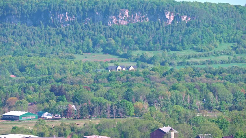 View from Pinnacle Lookout at Rattlesnake Point Conservation Area in province Ontario, Canada. Scenic and popular nature reserve. Rugged beauty and stunning views. Tourist vacation routs, attractions.