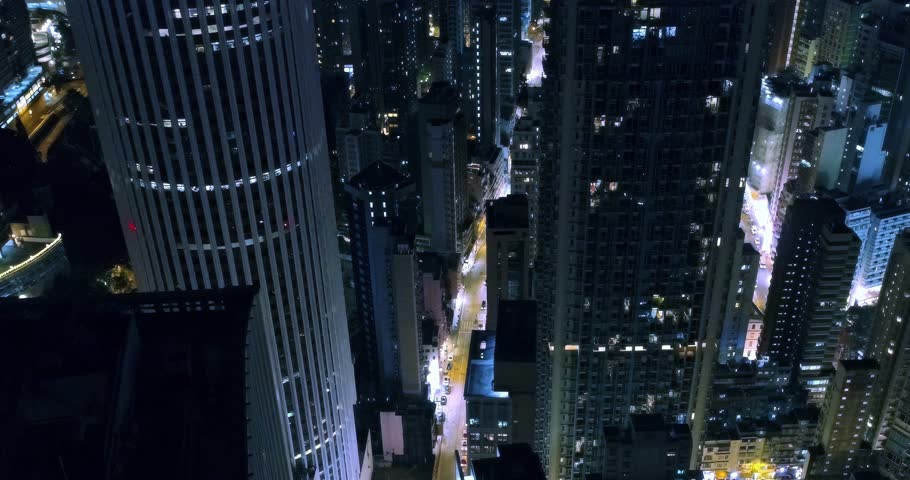 Aerial view of Hong Kong at night