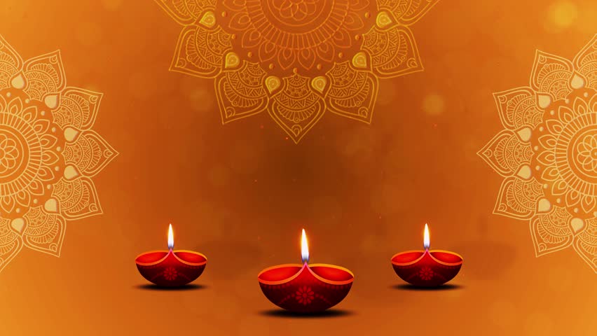 Happy Diwali, Deepavali or Dipawali festivals of lights Greeting Celebration background. 3d 4k lights fireworks copy space. rangoli diya oil lamp. Diwali light in india. creative. 3D Illustration Royalty-Free Stock Footage #1107364131