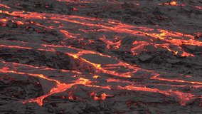 Iceland. Volcano eruption. Wonders of nature. Red hot burning lava erupts from ground. Drone fly over active volcanic crater. Molten lava flows through dark rock, surface solidifying and cracked. - Powered by Shutterstock - Get 15% off with code: PIKWIZARD15