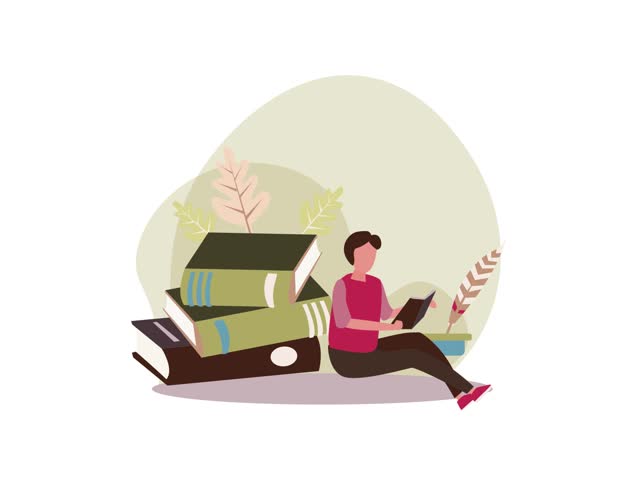 Student studing book in the library