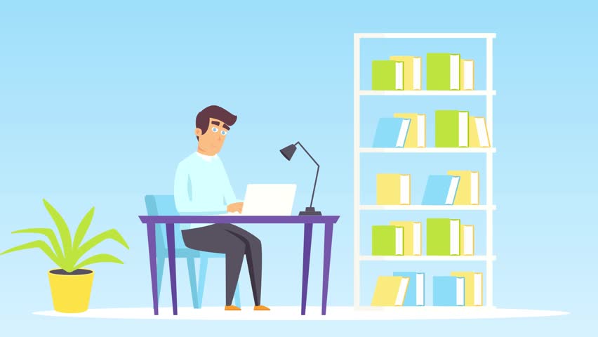 Student studing book in the library