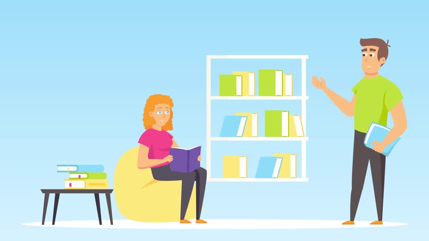 Student studing book in the library