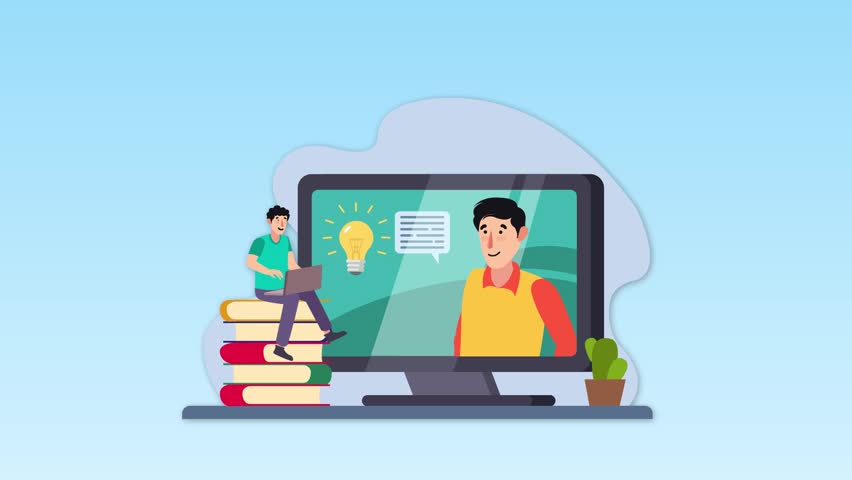 Student studing book with laptop 