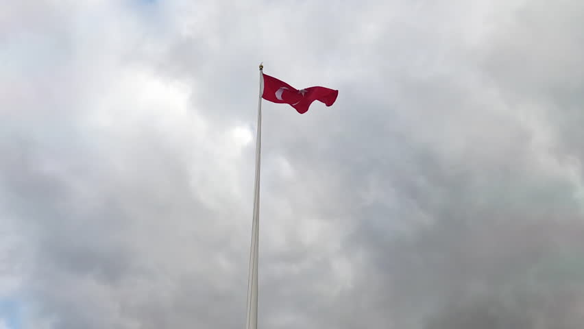 Turkish flag slow motion wind