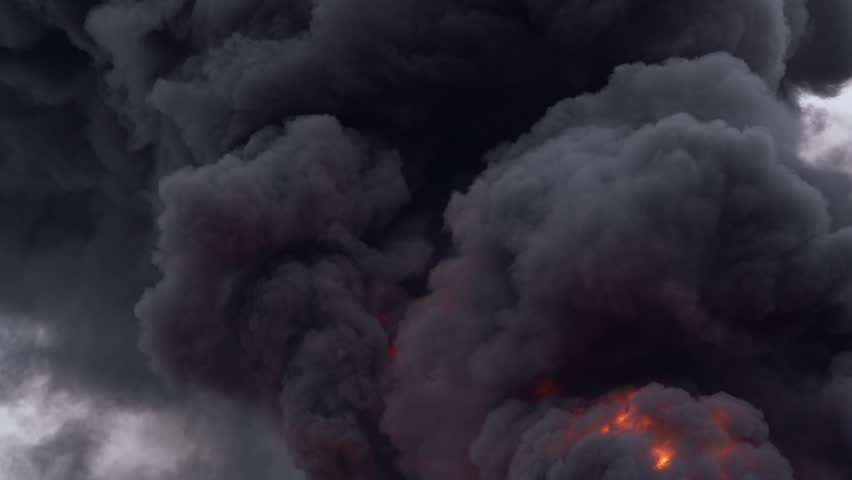 Fire, black smoke, open burning, environmental disaster | Shutterstock HD Video #1107372635