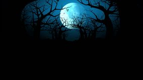 Halloween event with forest silhouette, Flying bats animation, and moon night on the background, 4K Loop - Powered by Shutterstock - Get 15% off with code: PIKWIZARD15