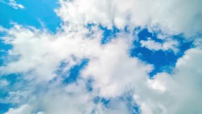 White clouds flying on Clear Azure Blue Sky Beautiful View, Timelapse nature background Time Lapse