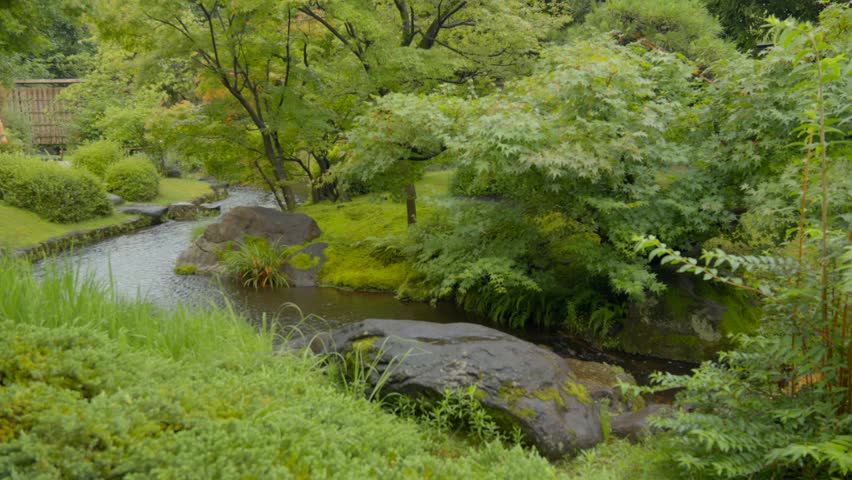 Japanese Traditional Ceremony Garden at Himeji Castle Kokoen Summer pine trees river peaceful zen meditation Royalty-Free Stock Footage #1107380283