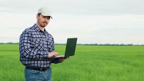 male farmer working digital laptop wheat field, agriculture, summer season village, digital technology, farming, rural local senior farmer, agriculturist worker man engineer, harvest season, wheat rye - Powered by Shutterstock - Get 15% off with code: PIKWIZARD15