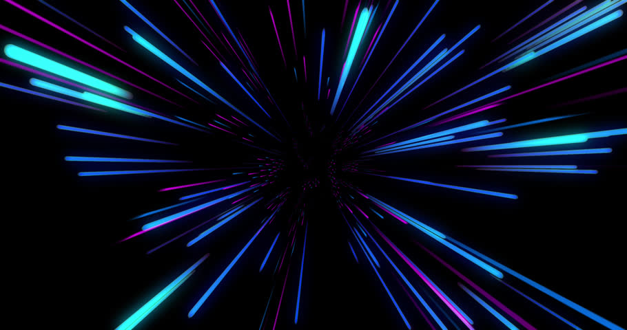 Animation of scope and computer with ceber security icons over pink and blue neon light trails. Global connections, computing and data processing concept digitally generated video.