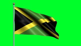 Flag of Jamaica country. 3D waving animated flag.