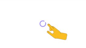Reaching up to god line 2D loading bar circle animation. Forefinger touch animated cartoon linear hand 4K video loading motion graphic. Hand finger pointing download circular progress indicator gif
