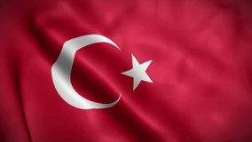 Türkiye (Turkey) flag background realistic waving in the wind 4K video, for Independence Day or Anthem (Perfect Loop)
