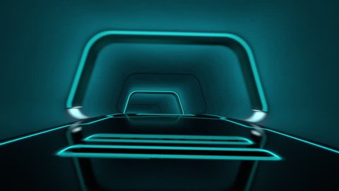 camera flight through a futuristic tunnel with neon light lines in tron look - high quality 3d animation - loopable