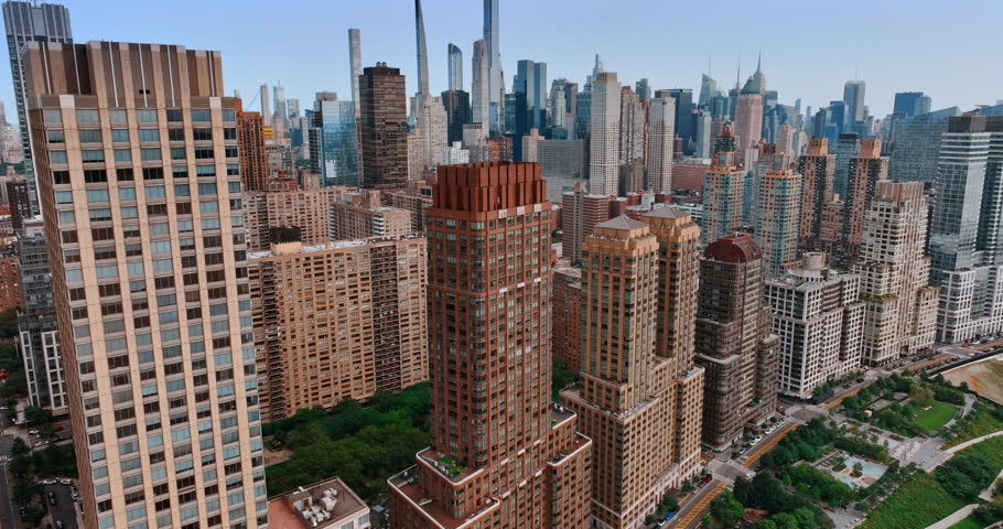 Cityskyline building of new york. Aerial view of american skyscrapes.