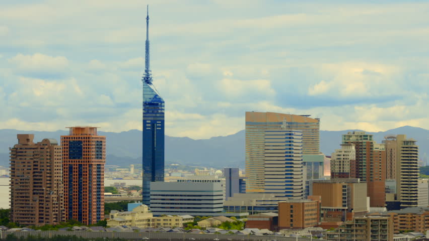 Townscape of Hakata, Fukuoka Prefecture seen from the top of the mountain
