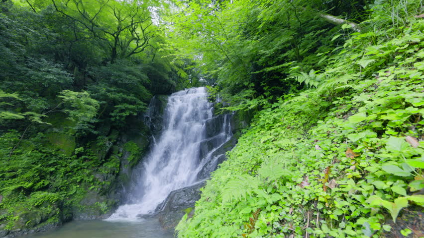 A waterfall full of negative ions in Fukuoka Prefecture (Itoshima Shiraito Falls) Royalty-Free Stock Footage #1107421087