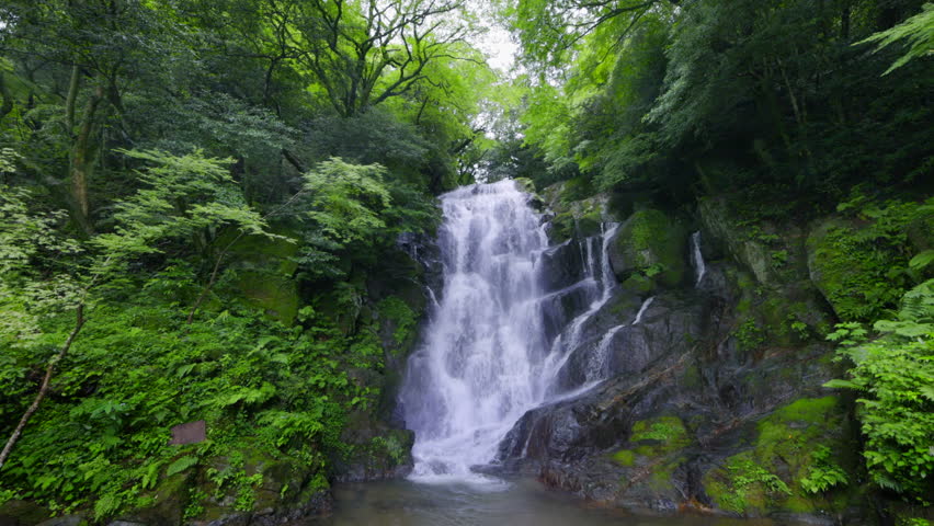 A waterfall full of negative ions in Fukuoka Prefecture (Itoshima Shiraito Falls) Royalty-Free Stock Footage #1107421093