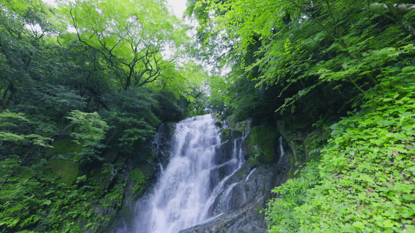 A waterfall full of negative ions in Fukuoka Prefecture (Itoshima Shiraito Falls) Royalty-Free Stock Footage #1107421097