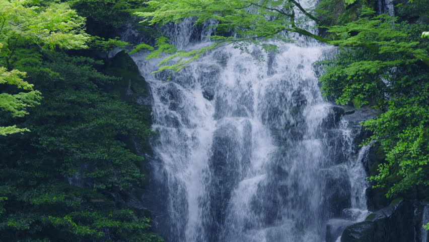 A waterfall full of negative ions in Fukuoka Prefecture (Itoshima Shiraito Falls) Royalty-Free Stock Footage #1107421101
