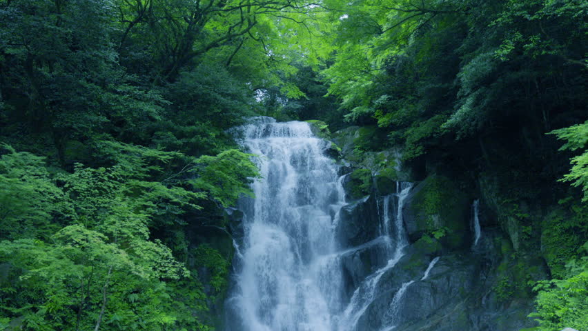 A waterfall full of negative ions in Fukuoka Prefecture (Itoshima Shiraito Falls) Royalty-Free Stock Footage #1107421117