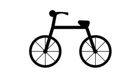 Black Cartoon bicycle animation on a transparent background. Bicycle icon animation 4K footage.