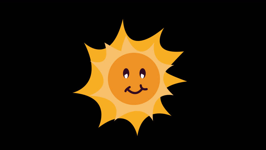 2d animation of happy smiling Yellow sun blinks.4K Stock video with transparent background. Looped motion animated footage of shining star Cartoon Character. solar energy, weather forecast. - Powered by Shutterstock - Get 15% off with code: PIKWIZARD15