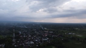 View of a village in East Java, Indonesia from a height using a drone, Ketowan Village, Arjasa District, Situbondo city, East Java Province, Indonesia, footage drone 4k.