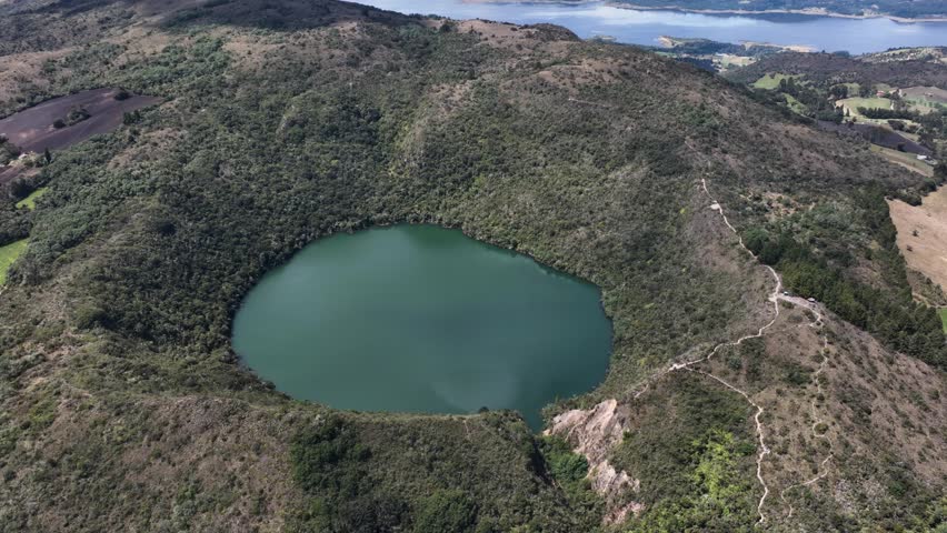 Guatavita lagoon in Colombia aerial view