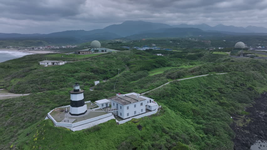Fugui Cape Lighthouse From Above, Taiwan, Aerial View