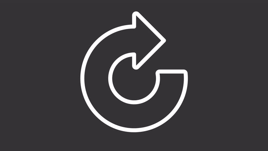 White icon animation of right turn arrow, HD video with transparent background, seamless loop 4K video, road directional sign.