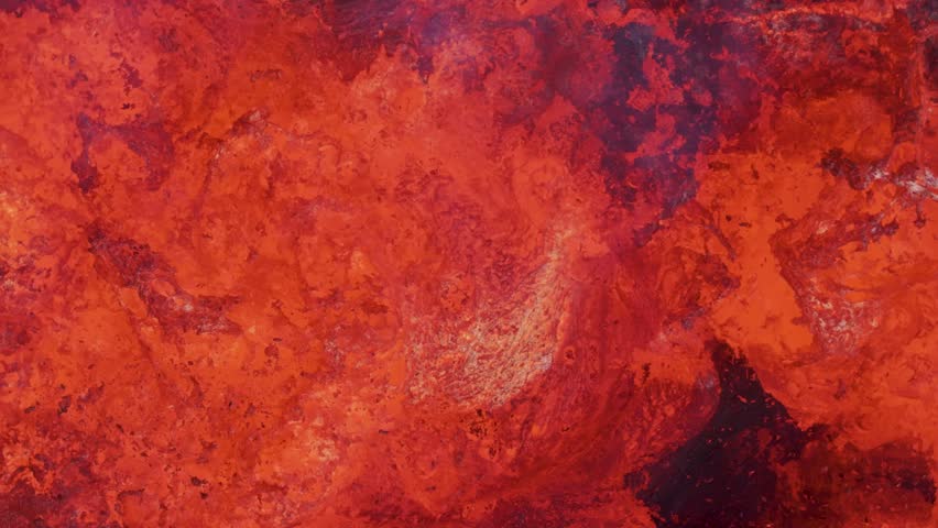 Close up of hot molten magma bubbling in volcano crater, top down Royalty-Free Stock Footage #1107440303