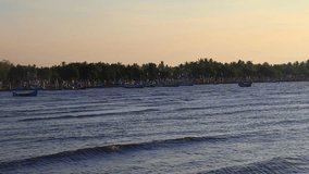 fishing beach, beach with waves and sunset, desa jangkar, kota situbondo, propinsi jawa timur, indonesia, footage HD