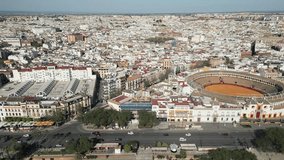 Picturesque aerial video of Seville, the capital of Andalusia province in Spain