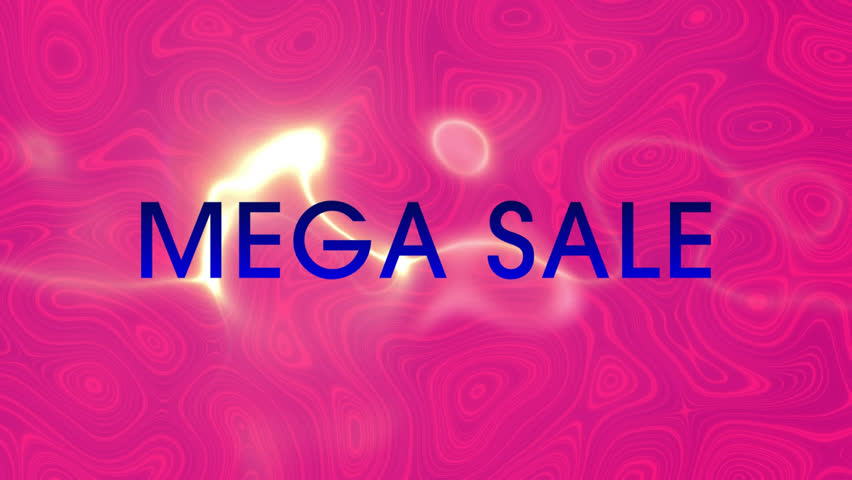 Animation of mega sale text banner over abtract liquid textured shapes against pink background. Sale discount and retail business concept