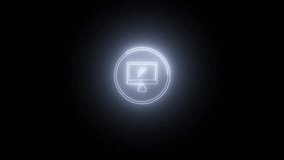 Glowing computer screen sign icon animation.