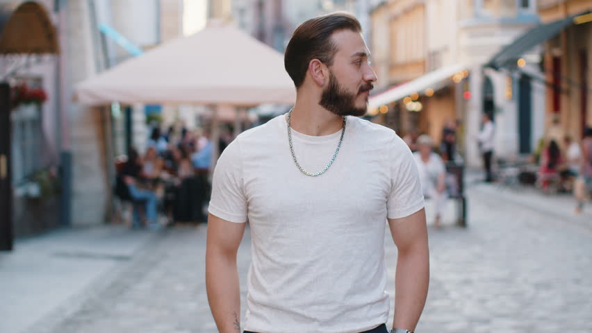 Like. Happy bearded young man looking approvingly at camera showing thumbs up, like sign positive something good positive feedback. Guy walking in urban city sunshine street. Town lifestyles outdoor | Shutterstock HD Video #1107454327