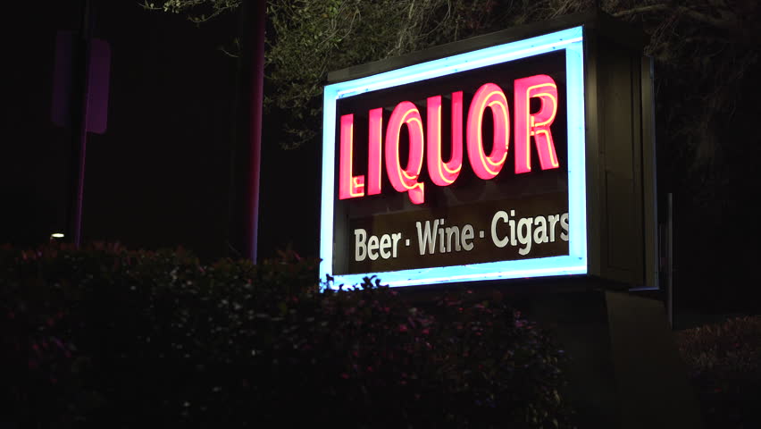 Liquor store sign for beer wine and cigars 4k